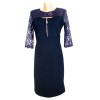 Тъмно синя дамска рокля с дантелени ръкави