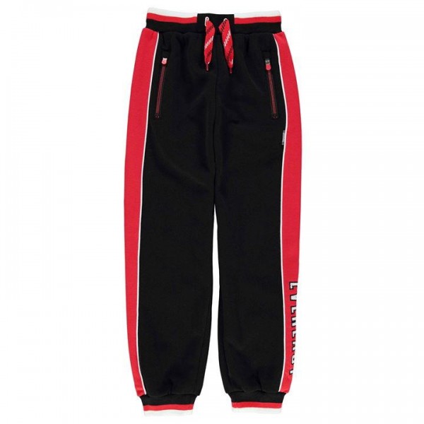 Everlast Closed Hem детско юношеско ватирано долнище анцуг Jogging Bottoms Junior Boys черно червено