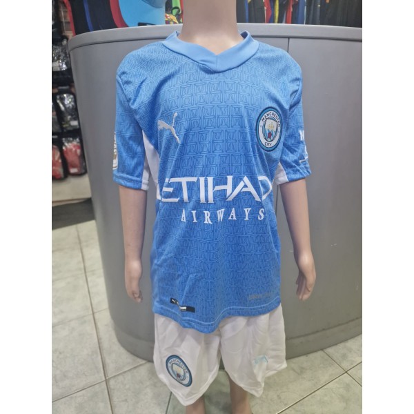  детски футболен екип Манчестър Сити 2021 2022 с Кевин Де Бройне и чист гръб