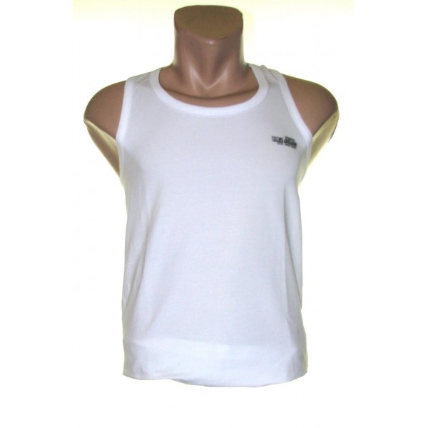  Мъжки потник изрязан бял памук еластан