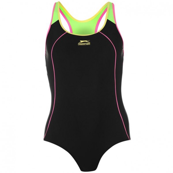  Slazenger Racer Back дамски цял бански Swim Suit черен