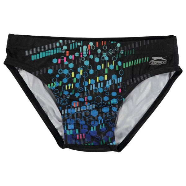  Slazenger детски юношески бански слип шорти за плуване  Performance Brief Junior висок клас черни сини