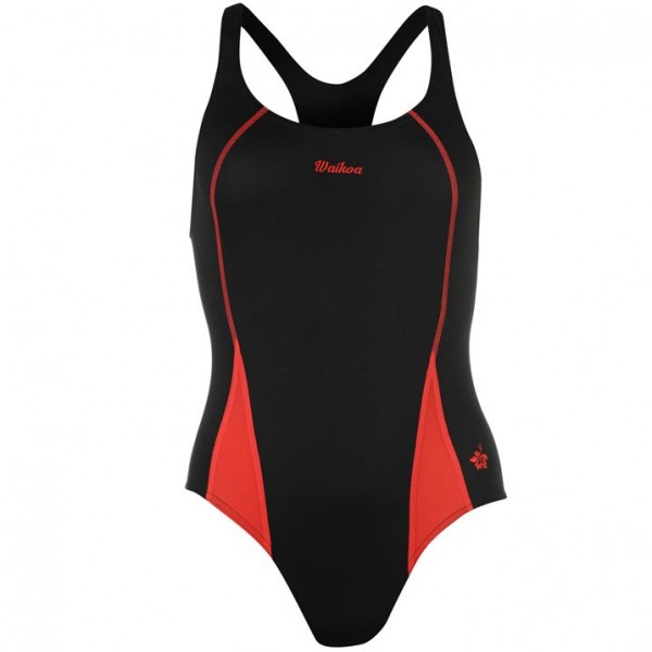  WaiKoa дамски цял бански Ladies Open Training Back Swimsuit състезателен гръб висок клас ниска цена промоция черен червен