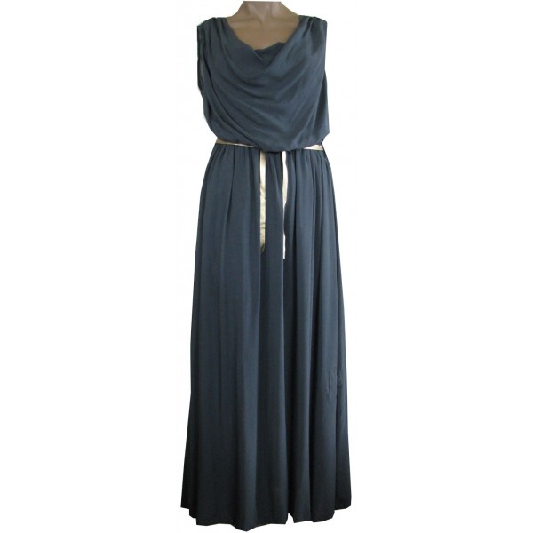 Дълга дамска рокля без ръкав с гръцко деколте