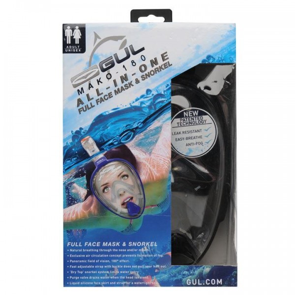 Gul Mako 180 All In One Mask мъжки юношески маска и шнорхел в едно за гмуркане плуване под вода черни