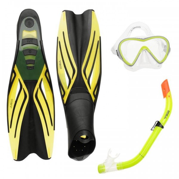  Gul Mask Snorkel And Fin Set Adults мъжки юношески плавници шнорхел и маска за гмуркане плуване под вода жълти