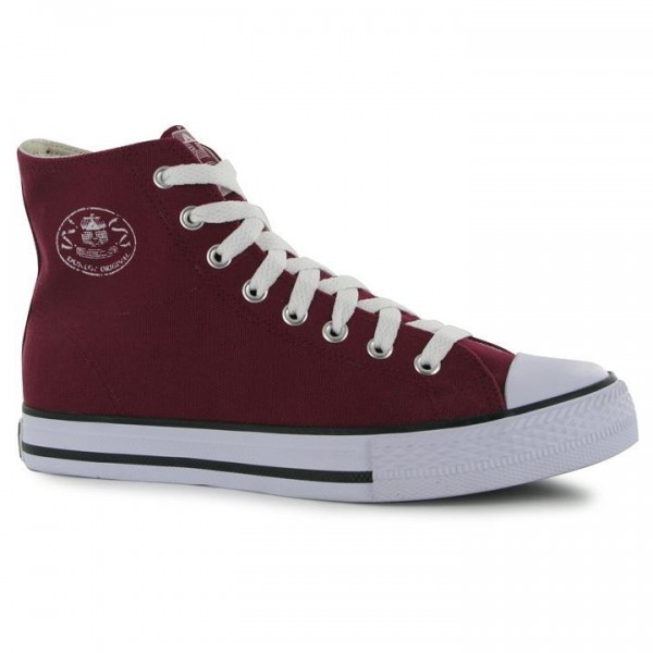  Dunlop Canvas мъжки кец Top Trainers червен висок Дънлоп бургунди високи кецове