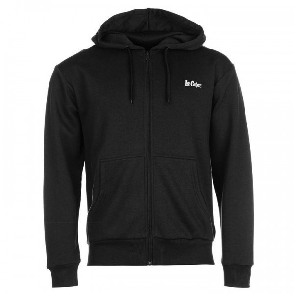  Lee Cooper Full Zip мъжки суичър Hoody Mens черен изчистен с цял цип качулка и странични джобове
